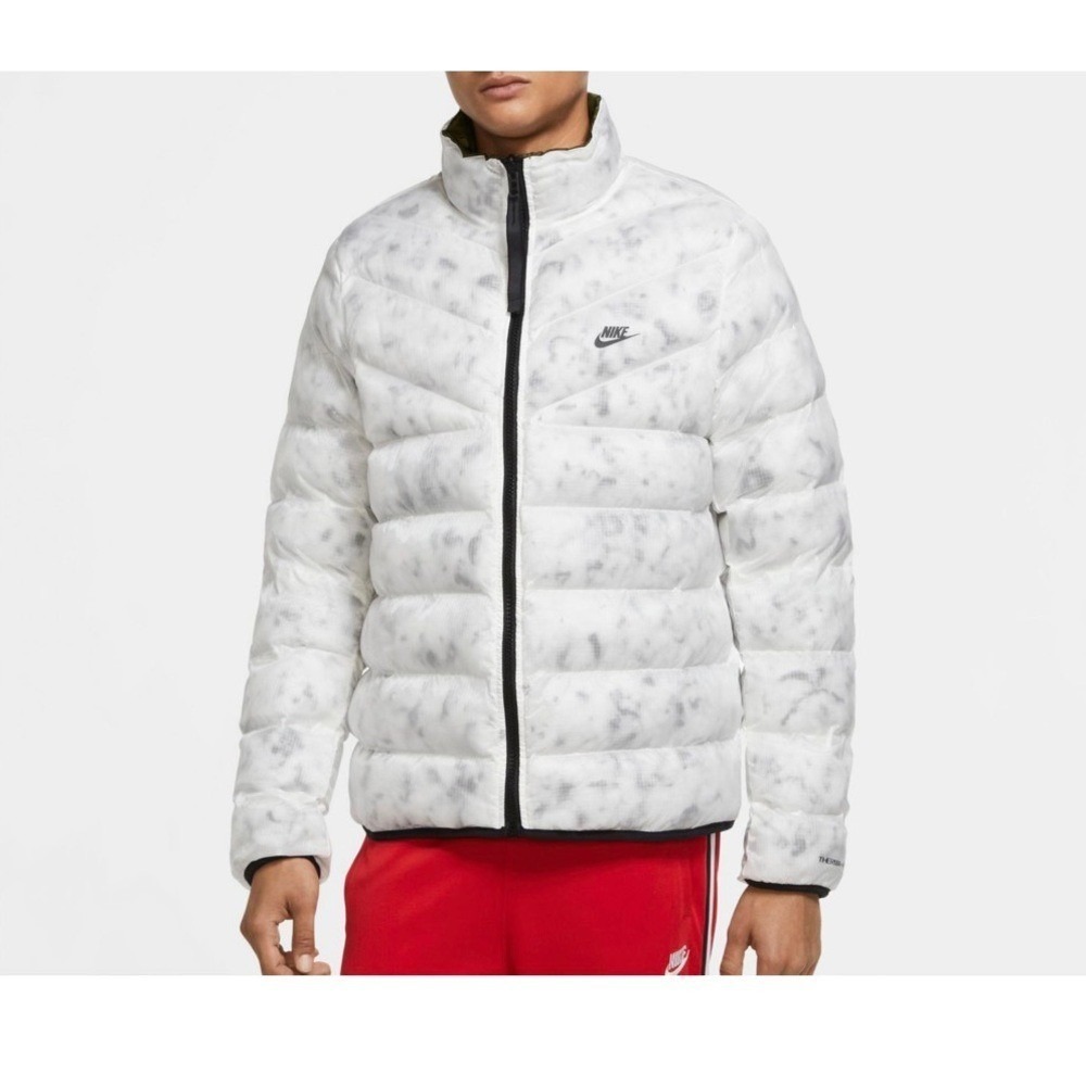 Nike Therma-FIT Legacy Reversible Puffer Jacket Olive White Marble DD6849-326